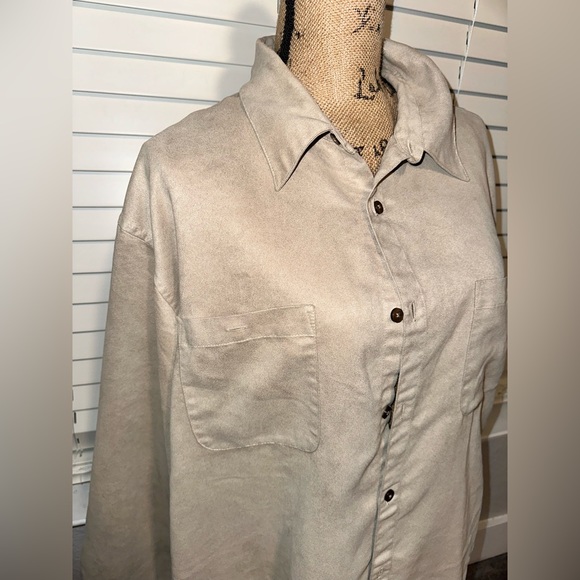 Brandini Mole Skin Tan Button Down Shirt sz XL - Picture 2 of 3